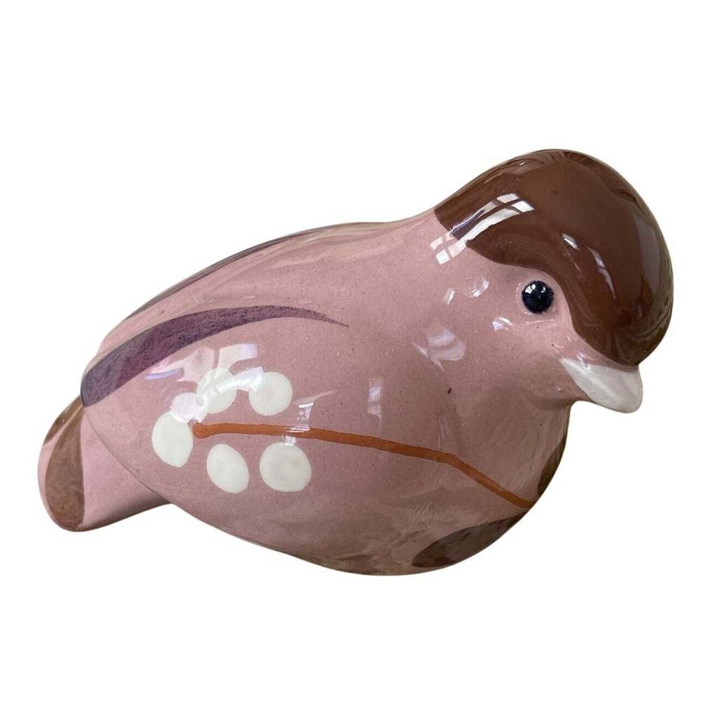 VTG Thomas Hellstrom Nittsjo Sweden Scandinavian Ceramic Bird Figurine Pink 6476